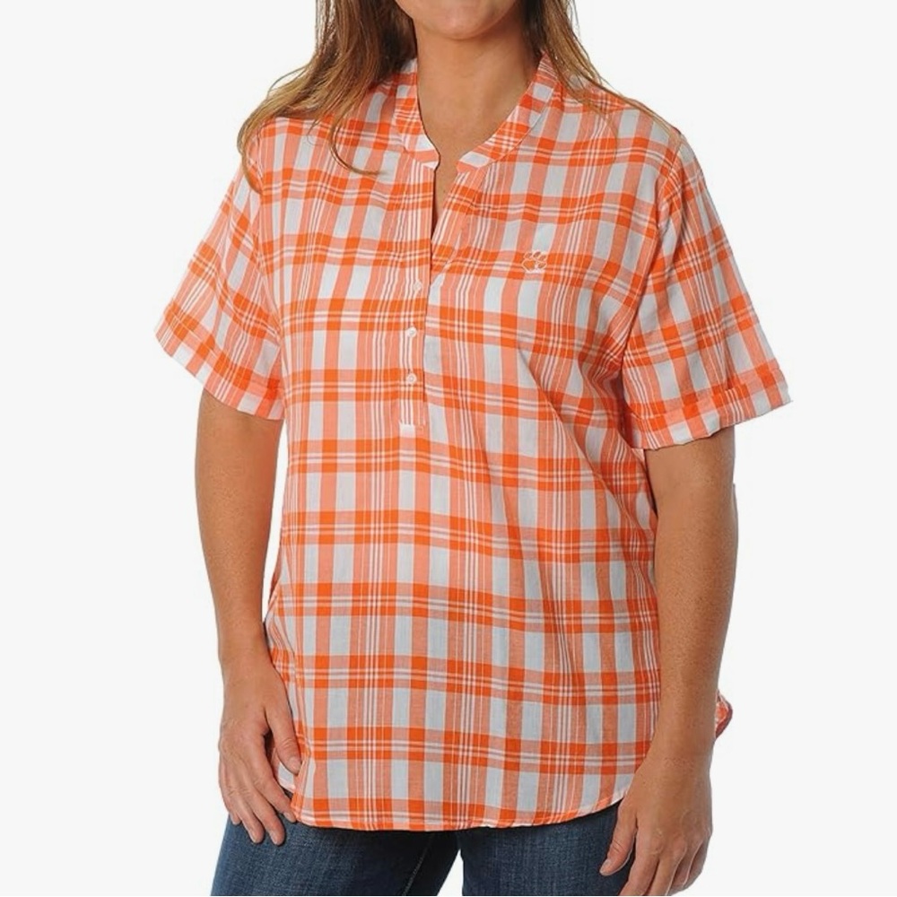 Clemson Tigers Orange Plaid Short Sleeve Shirt PRICE DROP!!!